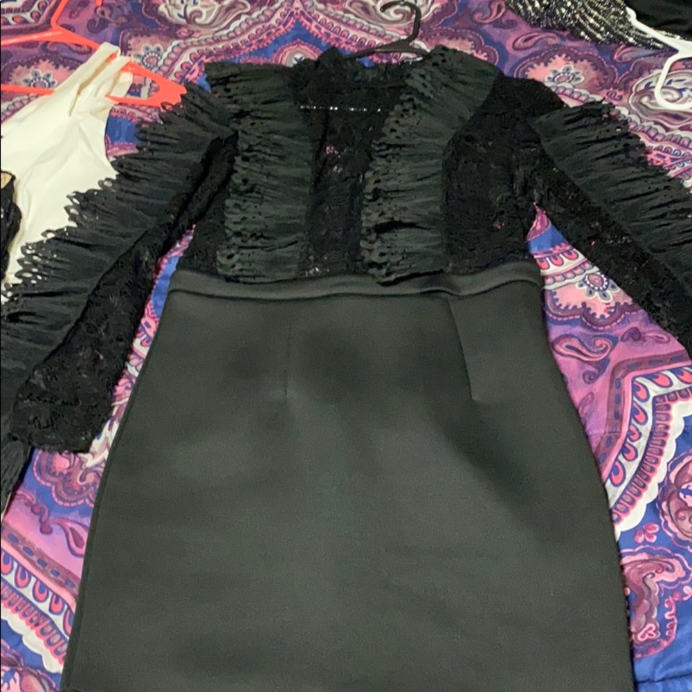 Lace at through black dress